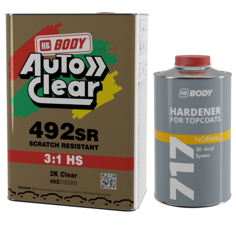 HB BODY C492 AUTO CLEAR SR 3:1 CLEARCOAT KIT 4L - WITH 717 HARDENER
