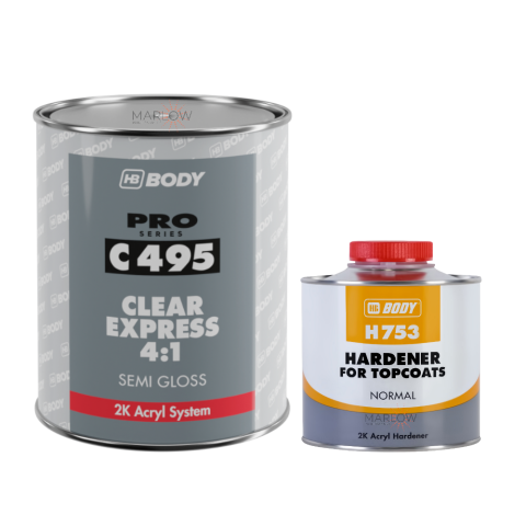 HB BODY C495 CLEAR EXPRESS 4:1 SEMI GLOSS 1.25L KIT - WITH H753 HARDENER