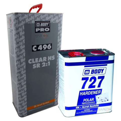 HB BODY C496 CLEAR HS SR 2:1 CLEARCOAT WITH 727 POLAR HARDENER - 7.5L KIT